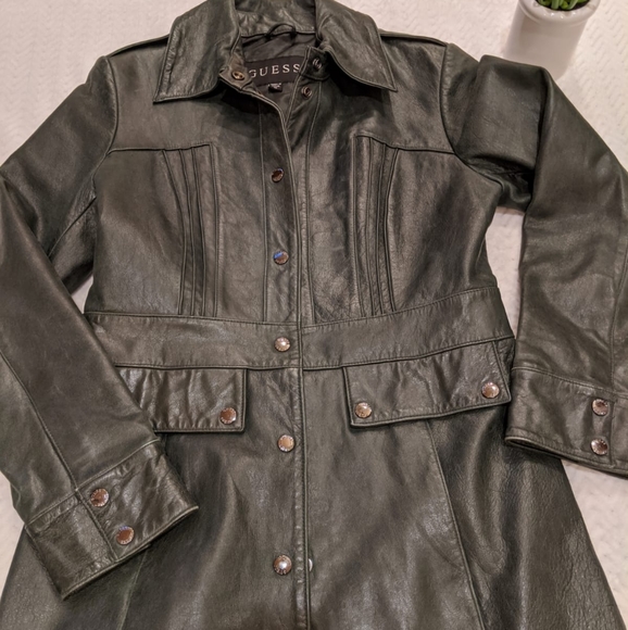 ❗PRICE ⬇️❗Guess Dark Green Leather Jacket - Picture 6 of 8